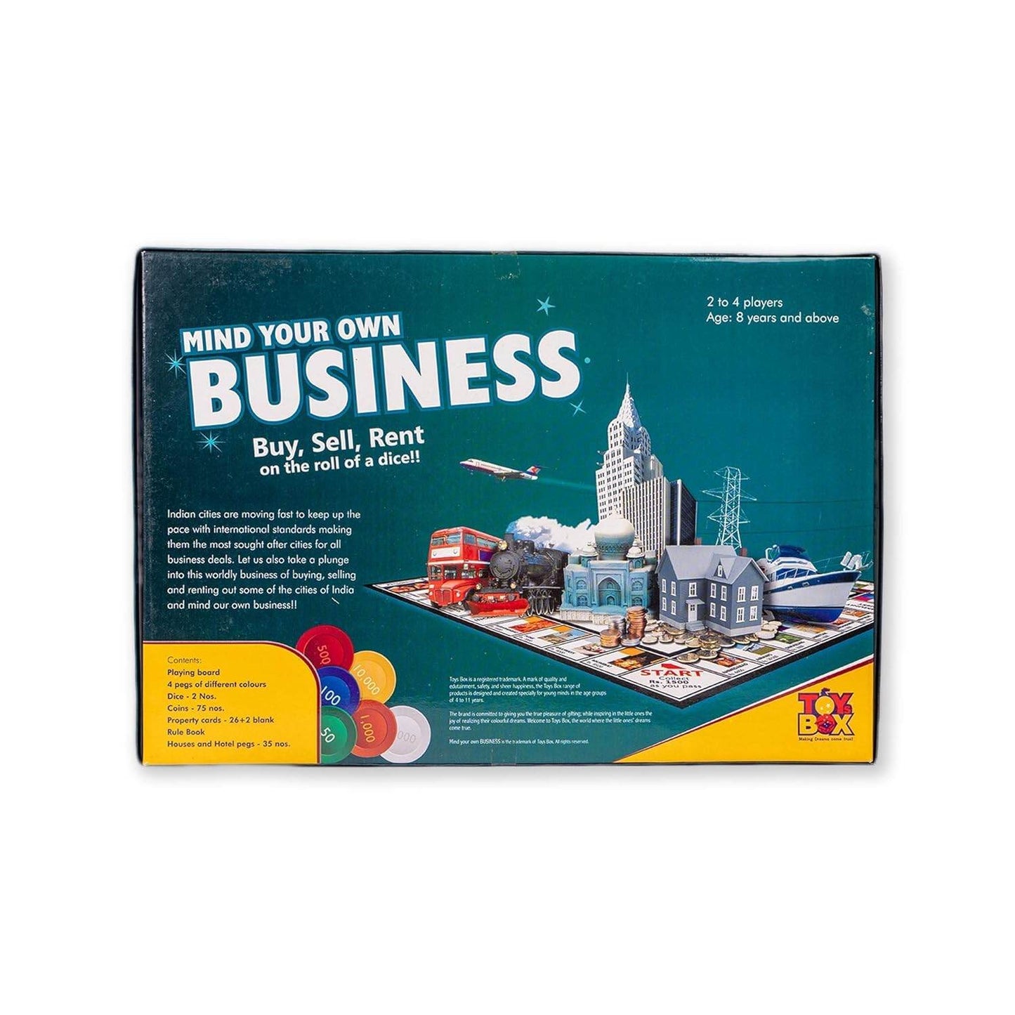 Mind Your Own Business board game box with game pieces and colorful tokens by T-Rex the toyland Sitamarhi