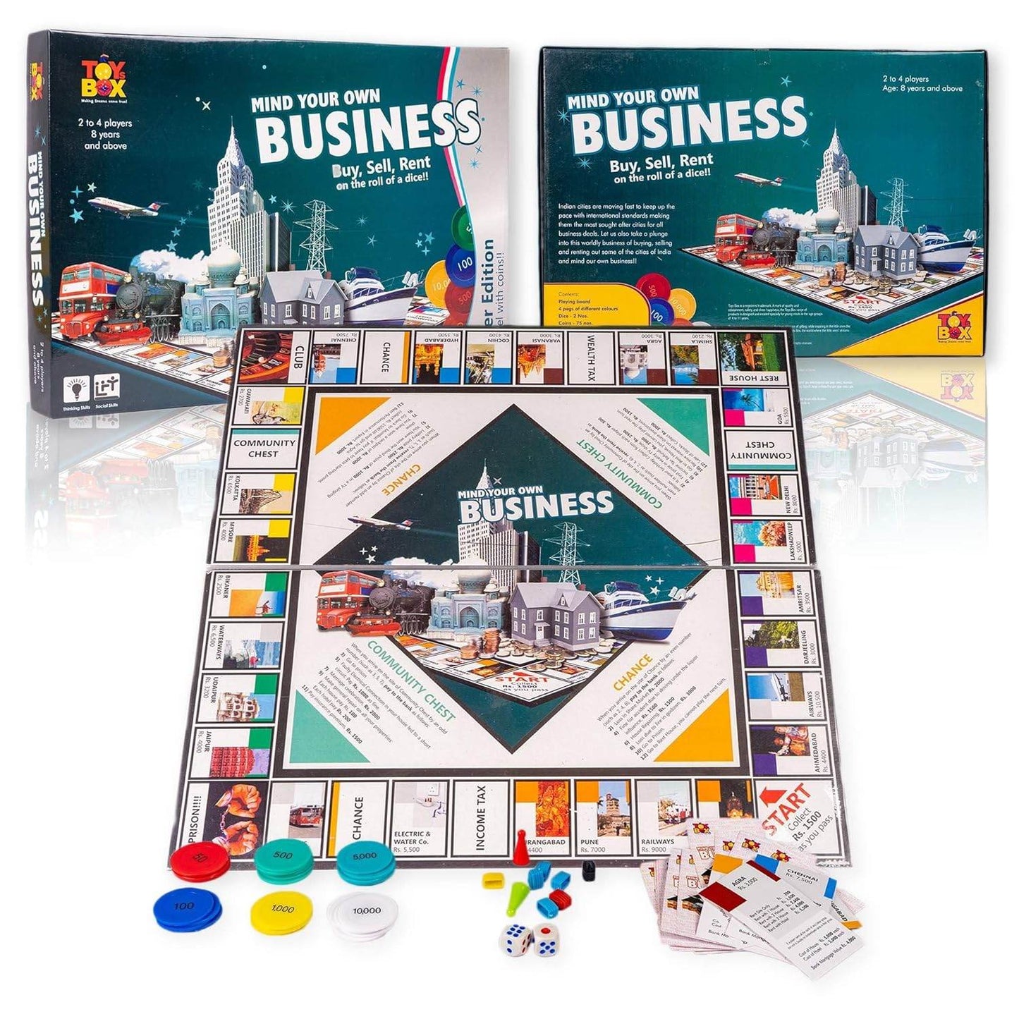 Mind Your Own Business board game by T-Rex the toyland Sitamarhi with game board pieces and colorful chips
