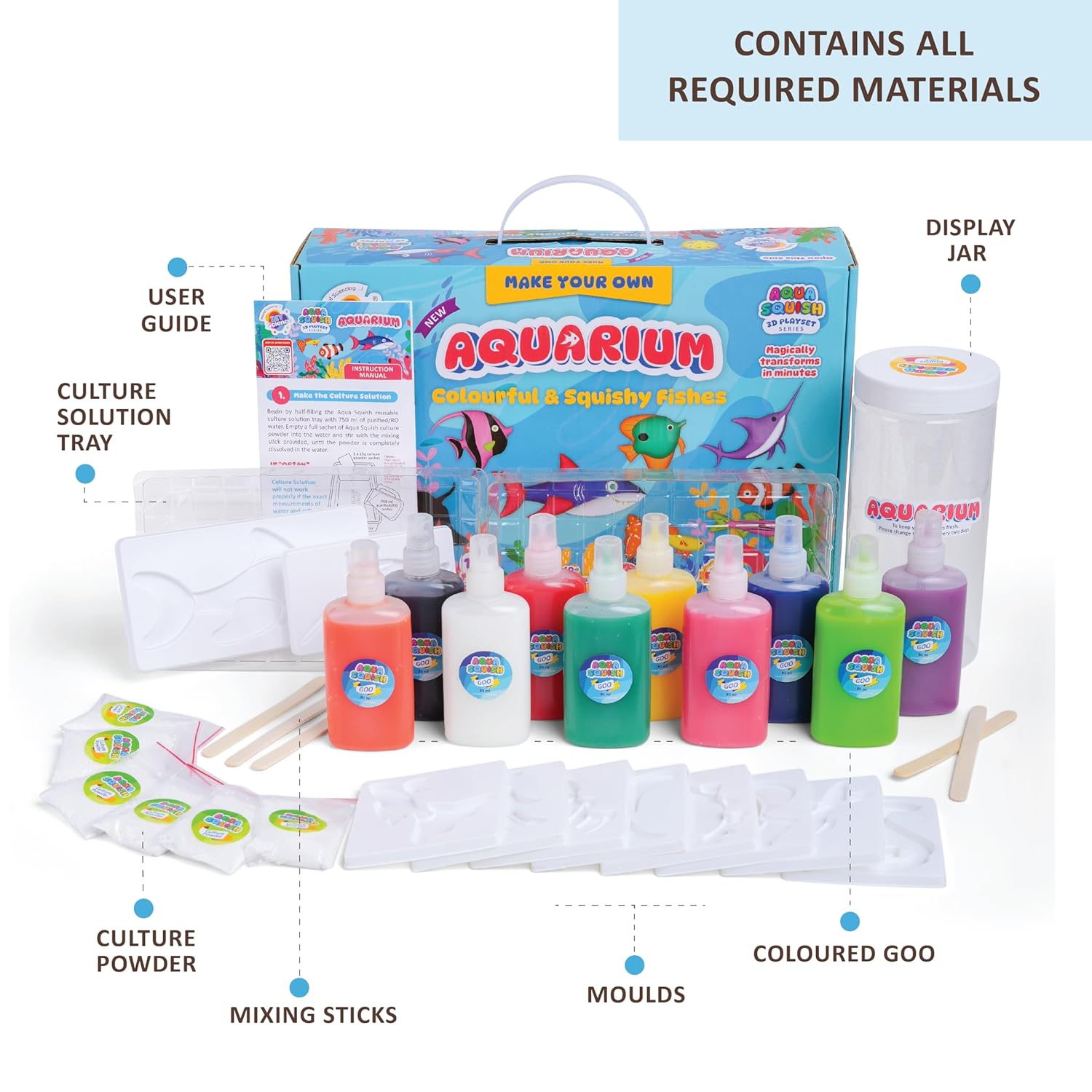 Aquarium playset with colorful goo and molds for creating toys that are squishy