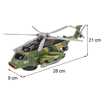 Green toy helicopter vehicle with spinning rotors for ages 3 and up, ideal for imaginative play featuring toys toy vehicles