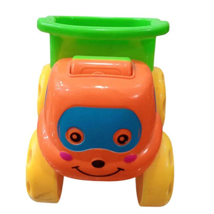 Colorful rattling dumper toy truck with smiling face and yellow wheels by T-Rex the toyland Sitamarhi