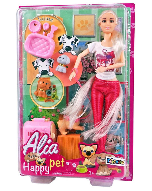 Alia Happy Pet doll with pet accessories role play toy set for girls by T-Rex the toyland