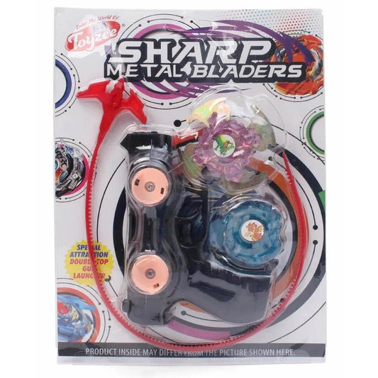 Sharp metal bladers spinning toy set with launcher and double loop for kids by T-Rex the toyland Sitamarhi