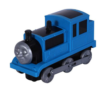 Toyzone musical bump and go toy train for toddlers in blue with smiling face and black wheels