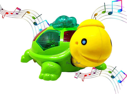 Toyzone musical bump n go turtle toy for kids with colorful lights and sounds for interactive play