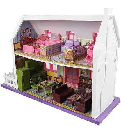 Toyzone dream palace doll house play set with furnished two-story interior and colorful furniture