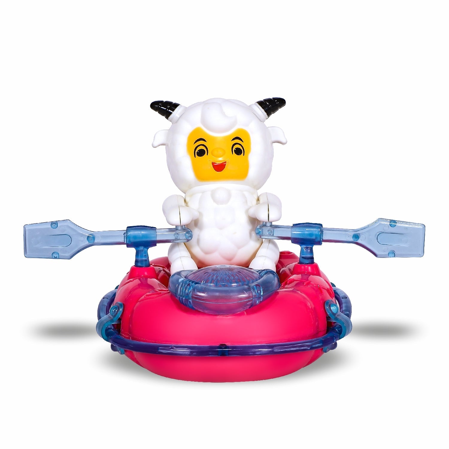 Toyzone musical baby toy with lights featuring a cute sheep character on a red raft with blue oars