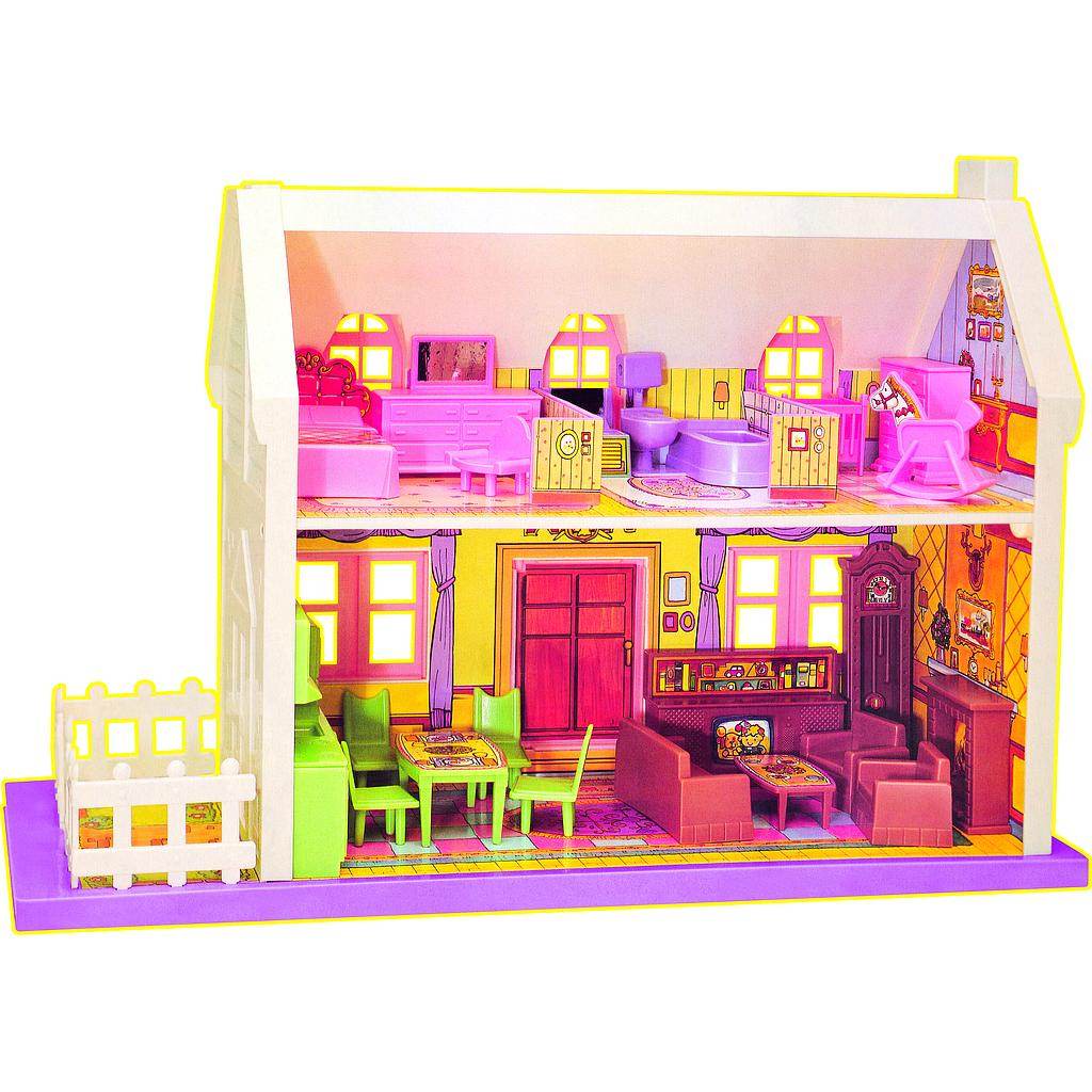 Toyzone My Little Doll House 34 pieces with colorful miniature furniture and two-story design