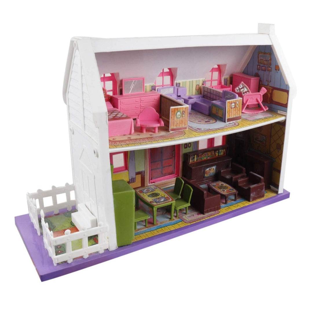 Toyzone My Little Doll House 34 pieces with two-story design and miniature furniture set