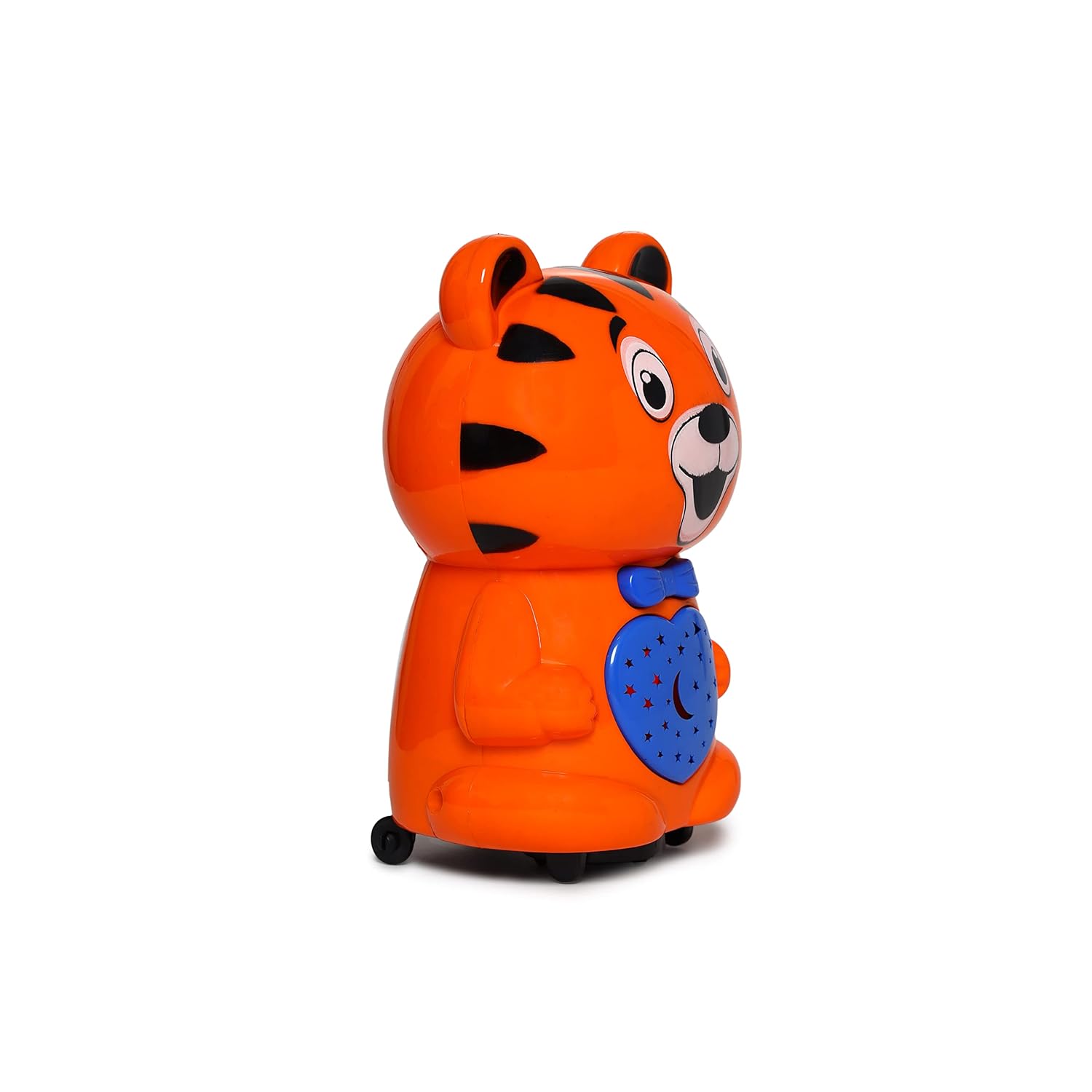 Toyzone musical tiger bump and go toy in orange with blue heart on front and black stripes