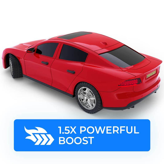 Mirana red remote controlled car toy for kids with sleek design and powerful 1.5x boost feature