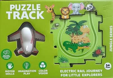 Electric Puzzle Track Train Amtrak set for ages 3 and up featuring jungle animal designs