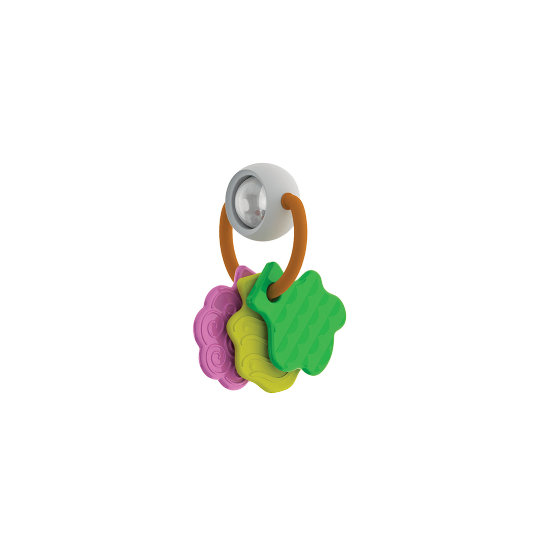 Colorful teething rings in pink and green for infants, perfect as a toy for teething.