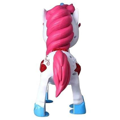 White unicorn toy with pink mane and tail for imaginative play, suitable for ages 3 and up