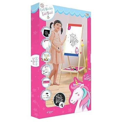 Unicorn-themed drawing easel toy for kids ages 4 and up with colorful accessories