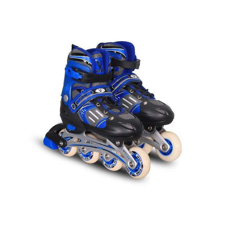 Vector x Viva 68mm inline skates for kids in blue and black with adjustable straps and wheels