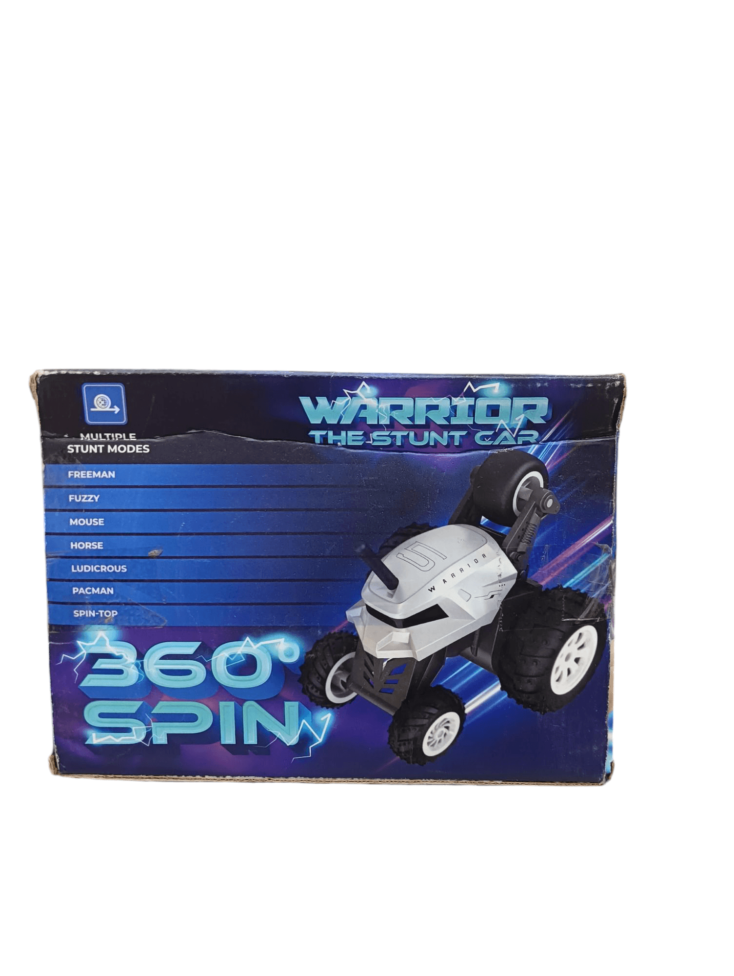 Mirana USB rechargeable stunt car Warrior with 360 spin and multiple stunt modes in packaging
