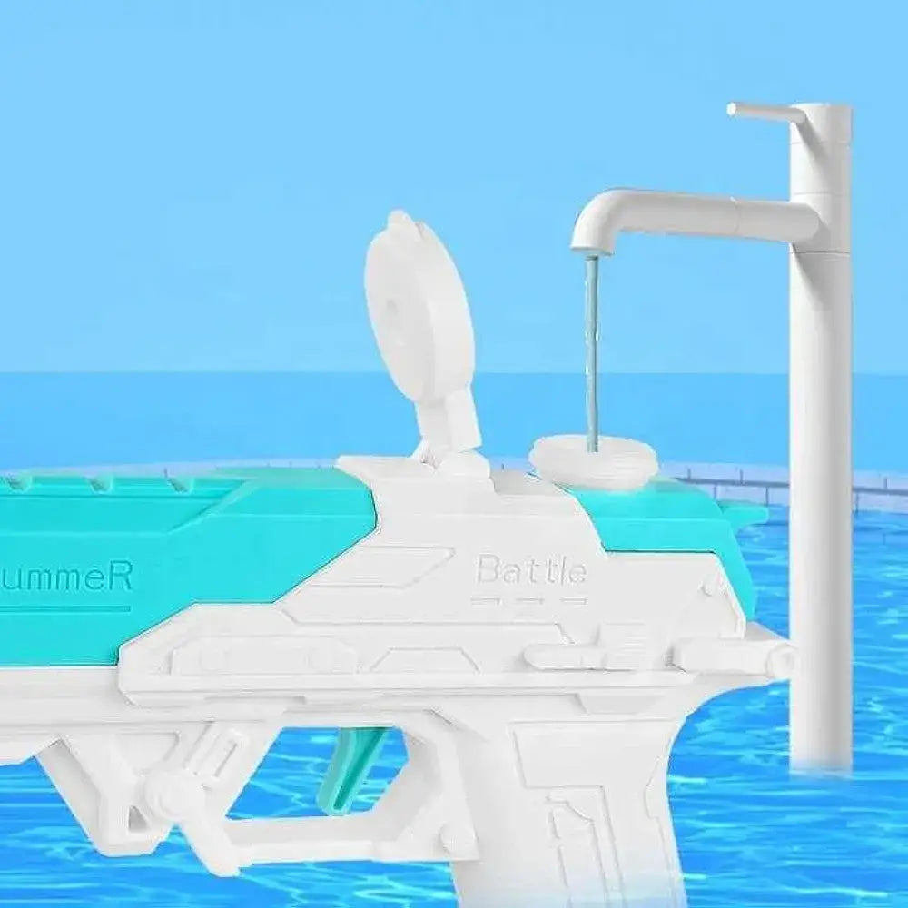 Blue and white water gun gun for kids with easy refill feature for summer fun