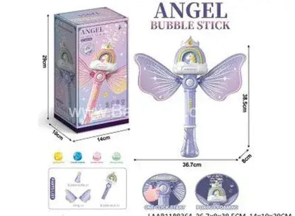 Angel bubble stick with packaging and dimensions on a white background