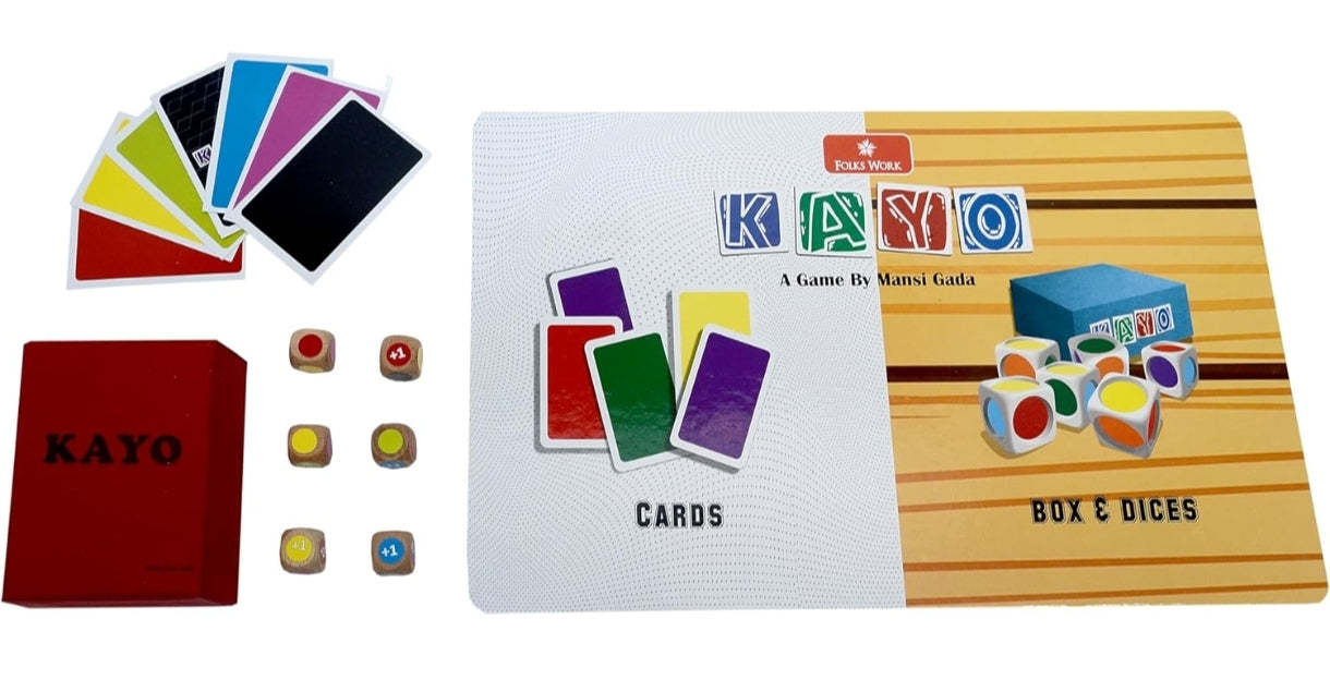 Kayo game with colored cards and dice for family fun, inspired by work by red wing shoes