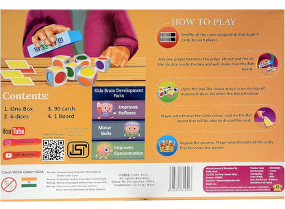 Educational card game box for kids with colorful cards improving concentration and reflexes