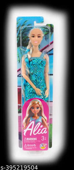 K.V. Toys Alia Doll Wearing Sparkly Dress and Braided Soft Hair, Pair of Heels | Moveable Body Parts | Perfect for Kids Aged 3 and Above (Any Color)7077 Alia