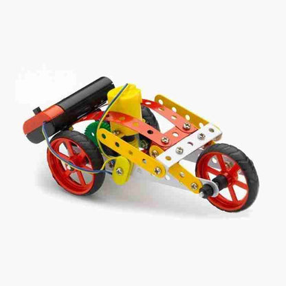 Mechanix Robotix-1 toy for kids red and yellow metal construction model with black wheels